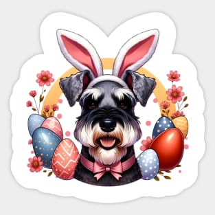 Standard Schnauzer Celebrates Easter with Bunny Ears Sticker